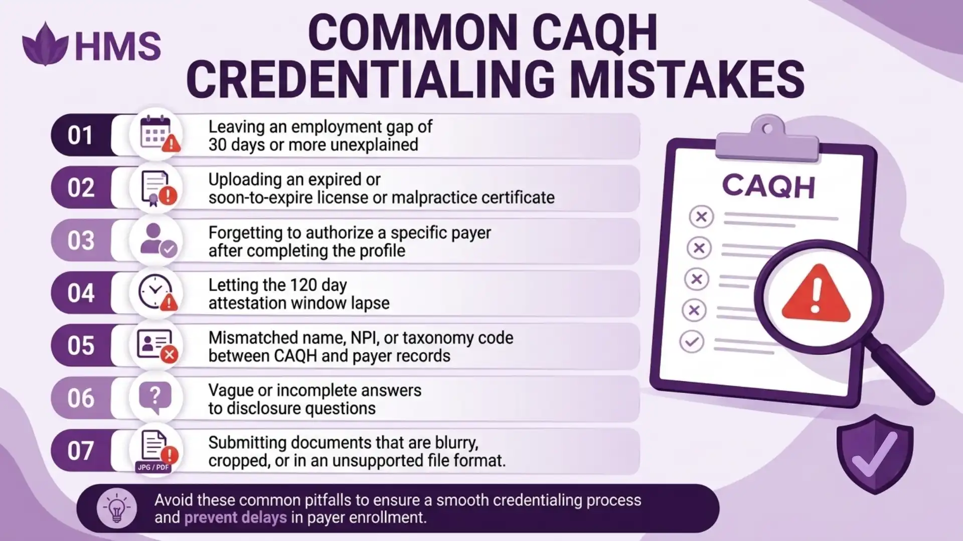 common caqh credentialing mistakes